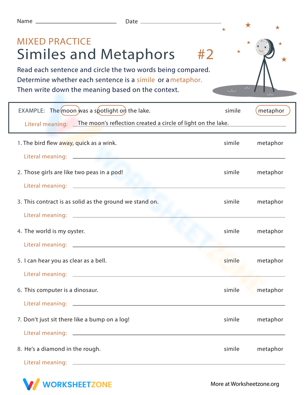 simile vs metaphor worksheet
