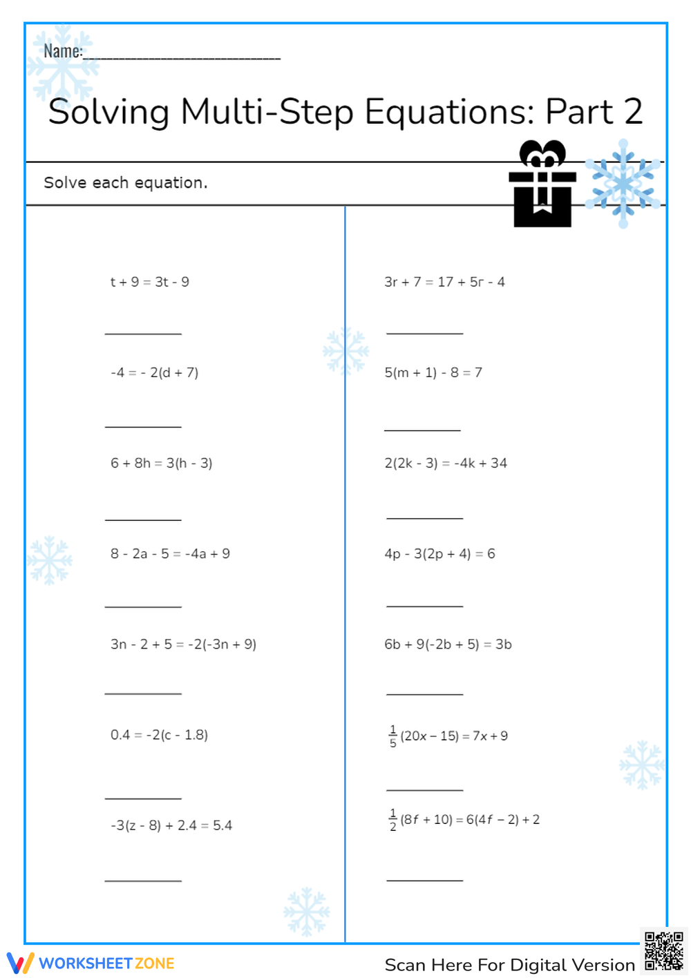 Grade 8 Multi Step Equations Worksheets Printable Grade 8 Multi Step Equations Worksheets Printable