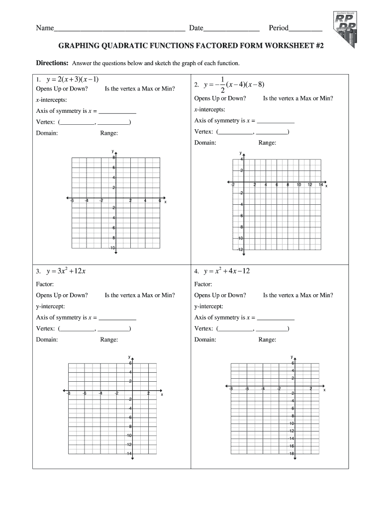 Graphing Quadratic Functions In Standard Form Worksheet Fill Worksheets Library