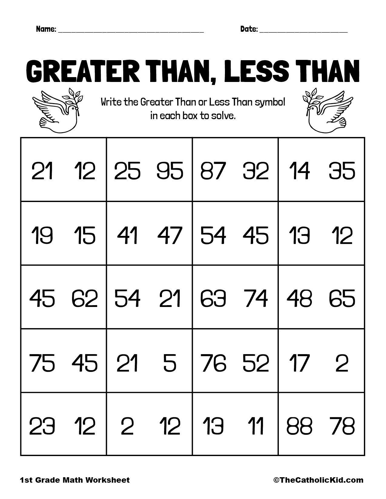 greater than and less than signs worksheets