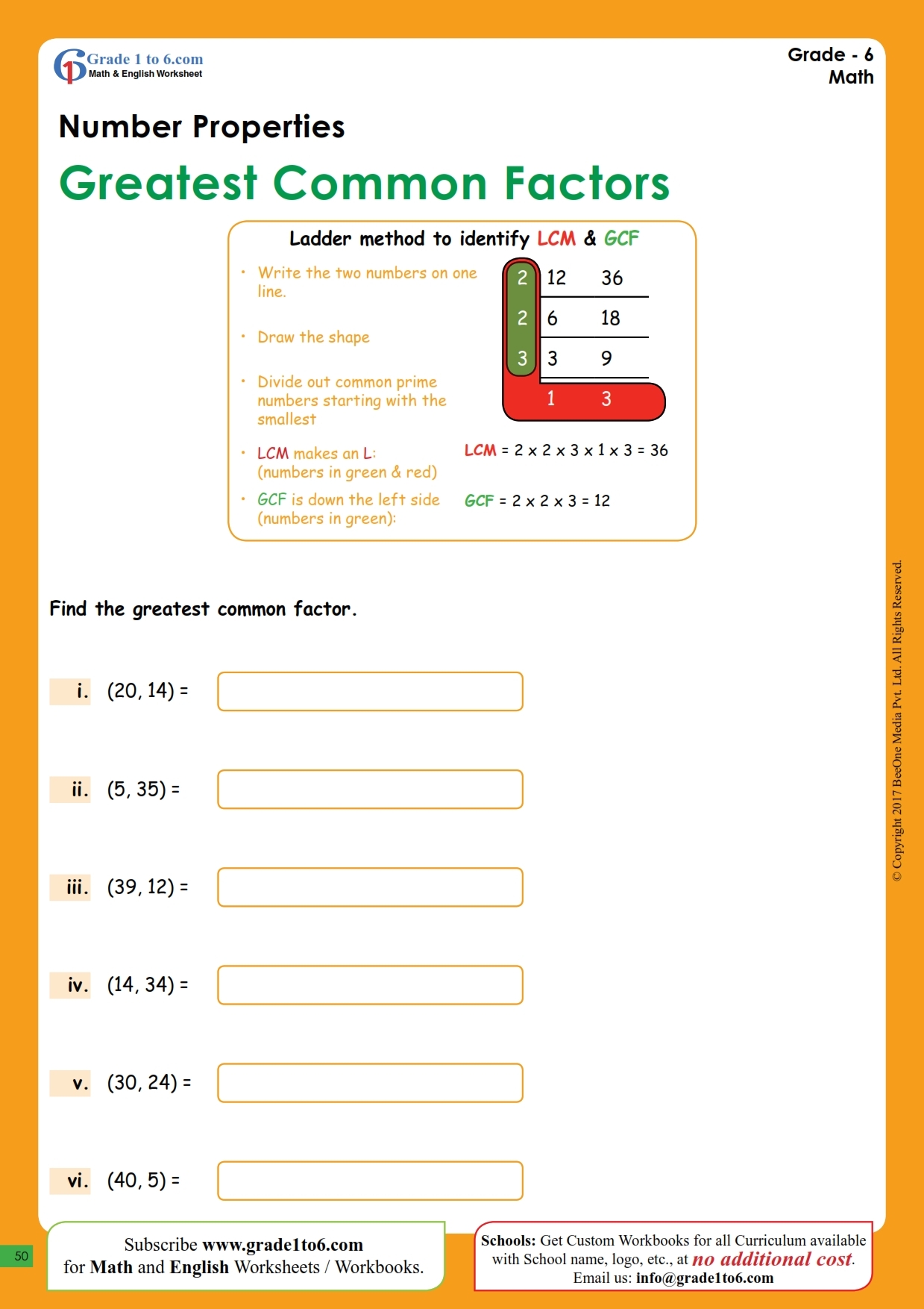 Greatest Common Factor GCF Worksheets Greatest Common Factor GCF Worksheets
