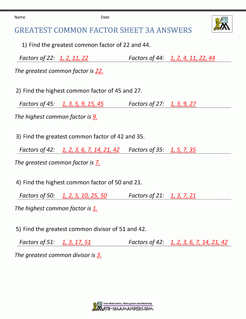 Greatest Common Factor Worksheet Page Worksheets Library Greatest Common Factor Worksheet Page Worksheets Library