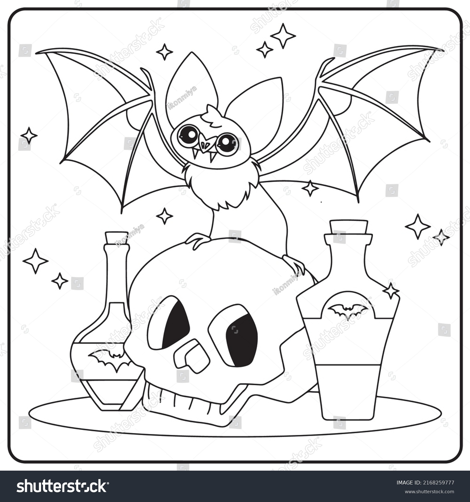 Halloween Bat Coloring Pages Kids Stock Vector Royalty Free 2168259777 Shutterstock