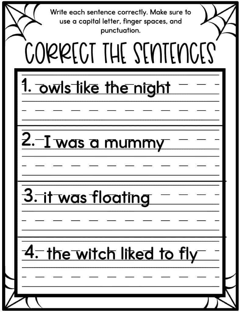 Halloween Correct The Sentences Worksheets Kids Activity Zone Halloween Correct The Sentences Worksheets Kids Activity Zone