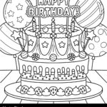 Happy Birthday Cake Coloring Page For Kids Vector Image