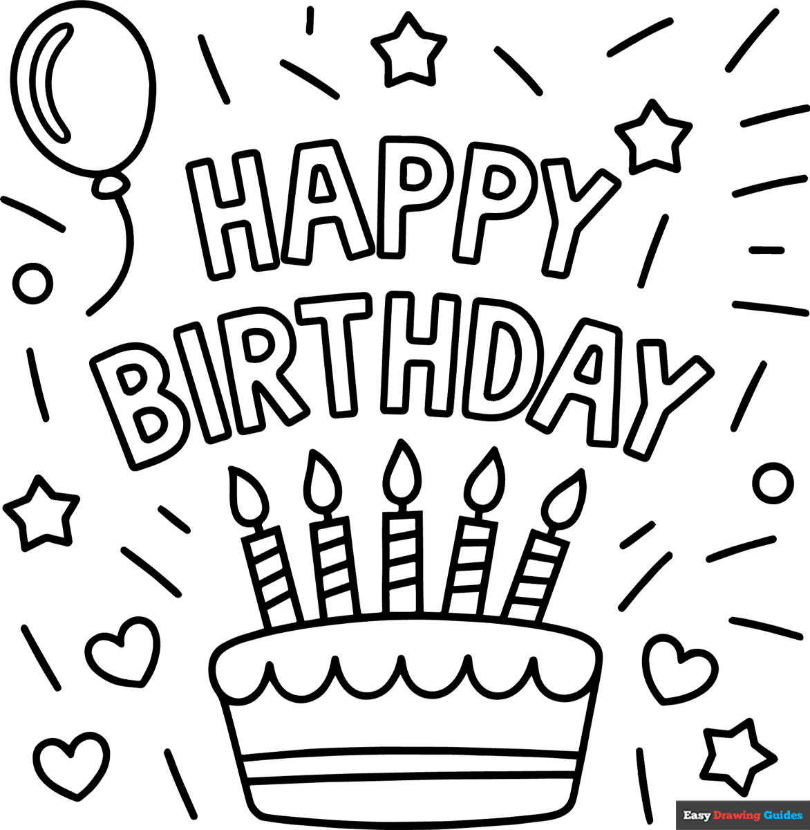 Happy Birthday Card Party Coloring Page Easy Drawing Guides Happy Birthday Card Party Coloring Page Easy Drawing Guides