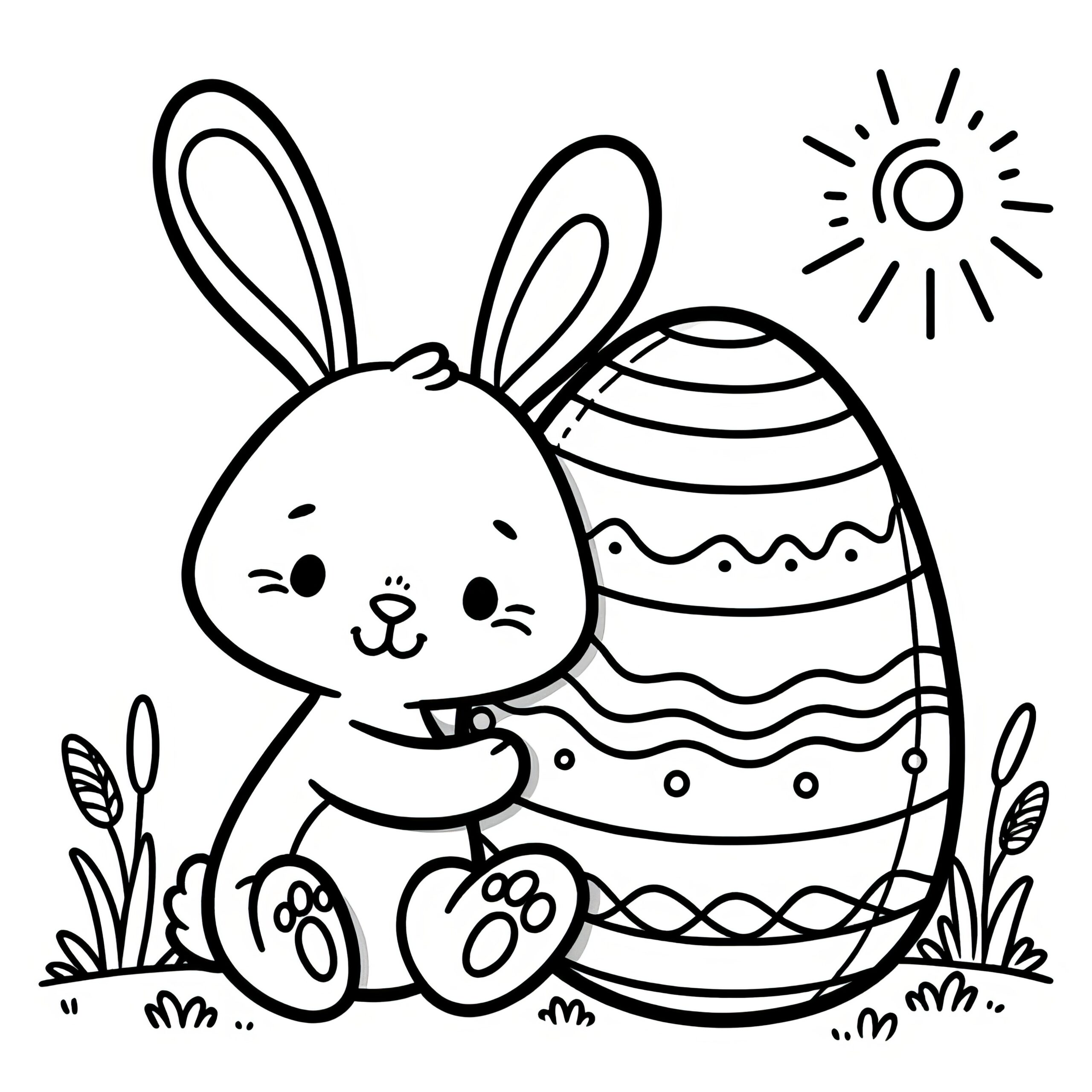 Happy Easter Bunny With A Huge Easter Egg Coloring Page For Children To Download Free Happy Easter Bunny With A Huge Easter Egg Coloring Page For Children To Download Free