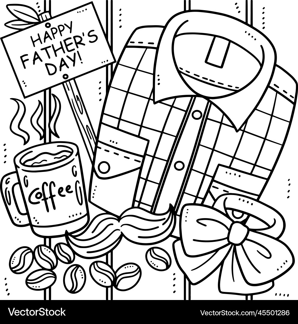 Happy Fathers Day Coloring Page For Kids Vector Image
