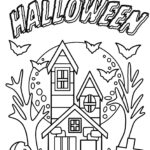 Happy Halloween Coloring Page Haunted House Free Printable PDF Download Ezpzlearn