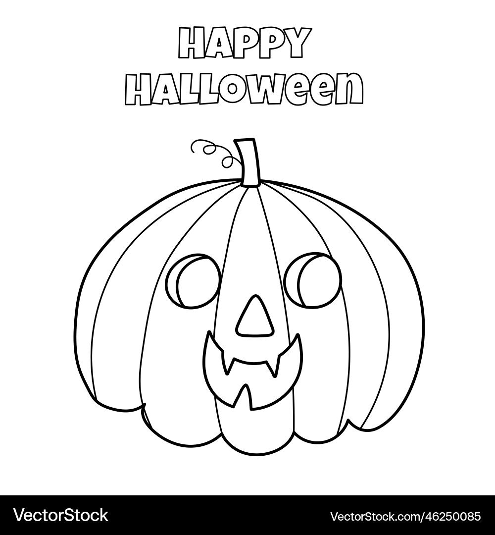 Happy Halloween Coloring Page With Cute Pumpkin Vector Image