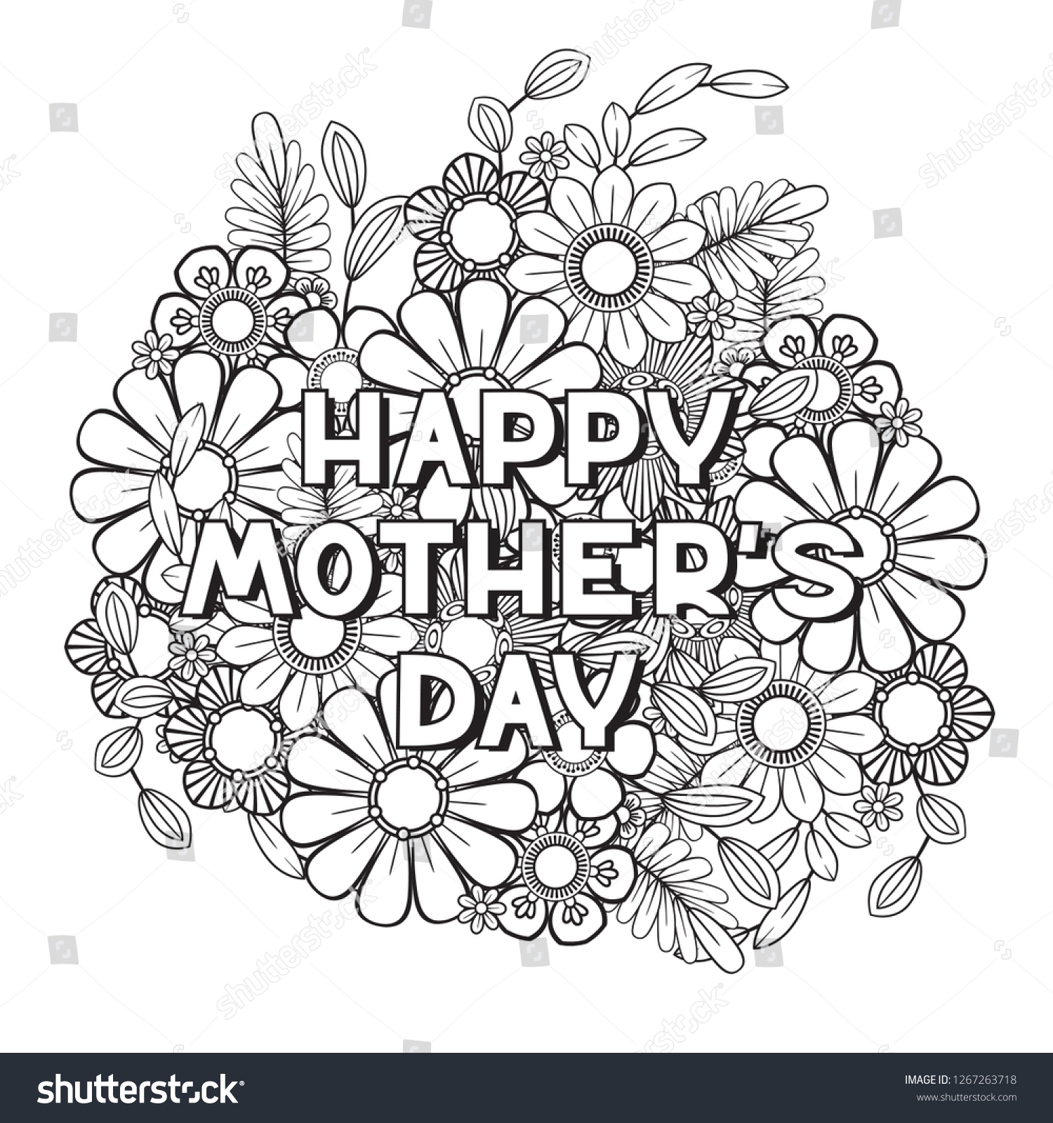 Happy Mothers Day Coloring Page Adult Stock Vector Royalty Free 1267263718 Shutterstock Happy Mothers Day Coloring Page Adult Stock Vector Royalty Free 1267263718 Shutterstock