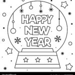 Happy New Year Coloring Page Festive Snowflakes Vector Image