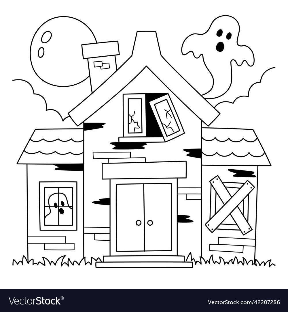 haunted house coloring sheet
