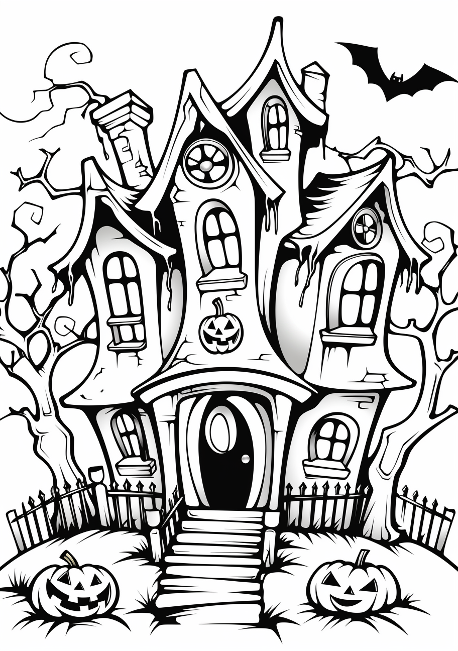 Haunted House Halloween Splendor Halloween Coloring Page Fun Worksheets Library