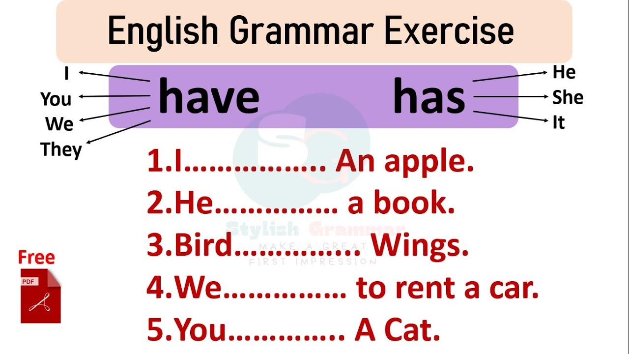 Have Or Has Basic English Grammar HAVE HAS Examples Exercises Correct Use For Beginners YouTube