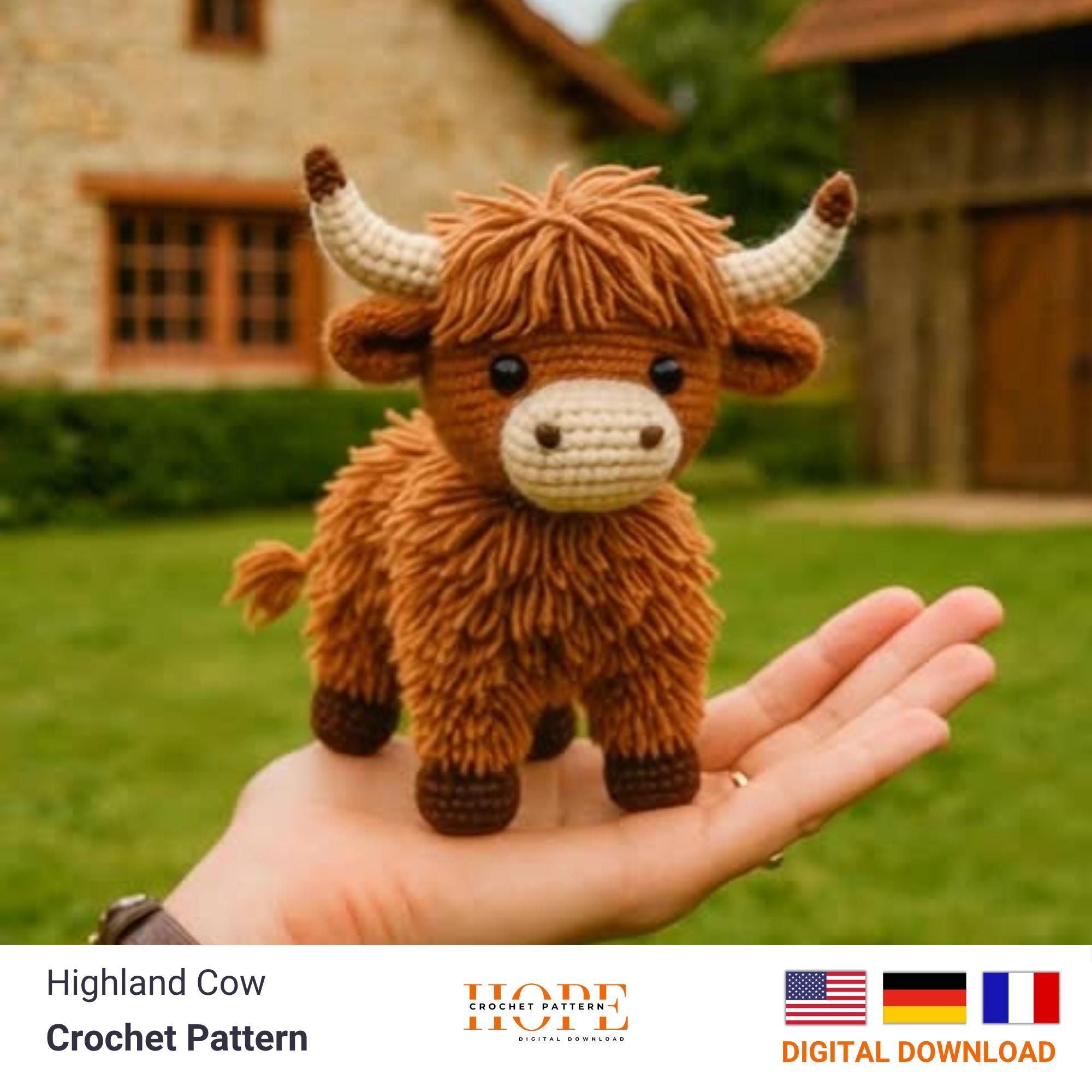 Highland Cow Crochet Pattern Amigurumi Farm Animal Toy PDF Tutorial Etsy Canada