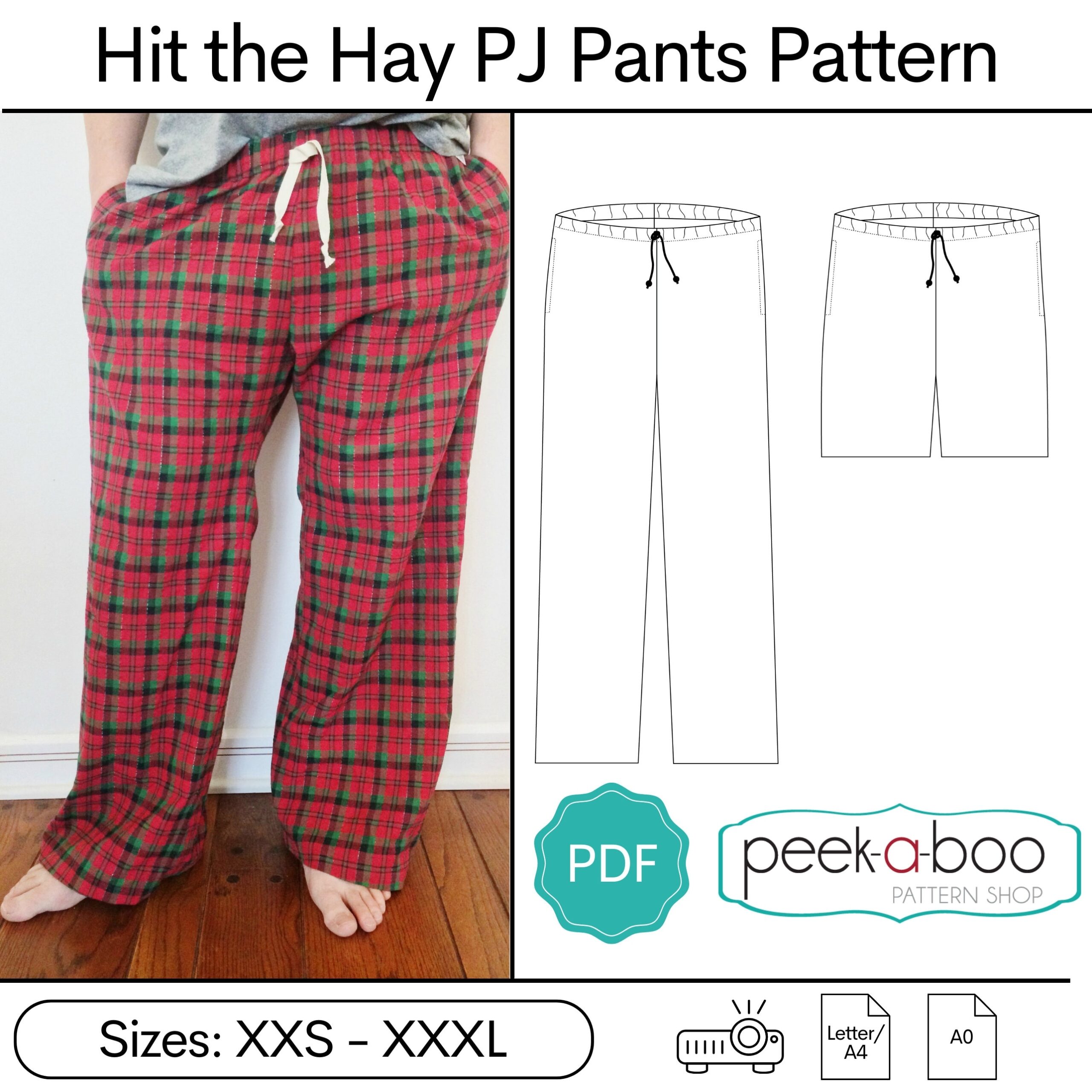 Hit The Hay Pajama Pants Adult Pajama Pants Sewing Pattern For Women And Men Etsy Denmark