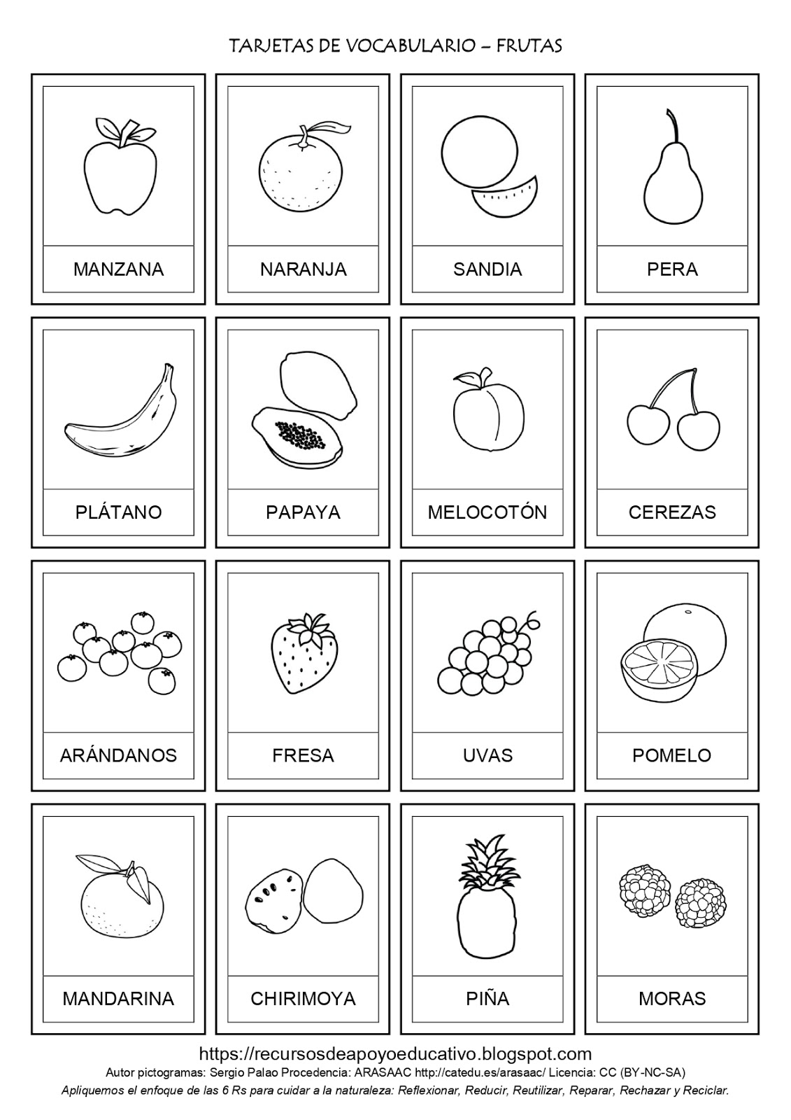 Hoja De Trabajo De Las Frutas Para Preescolar