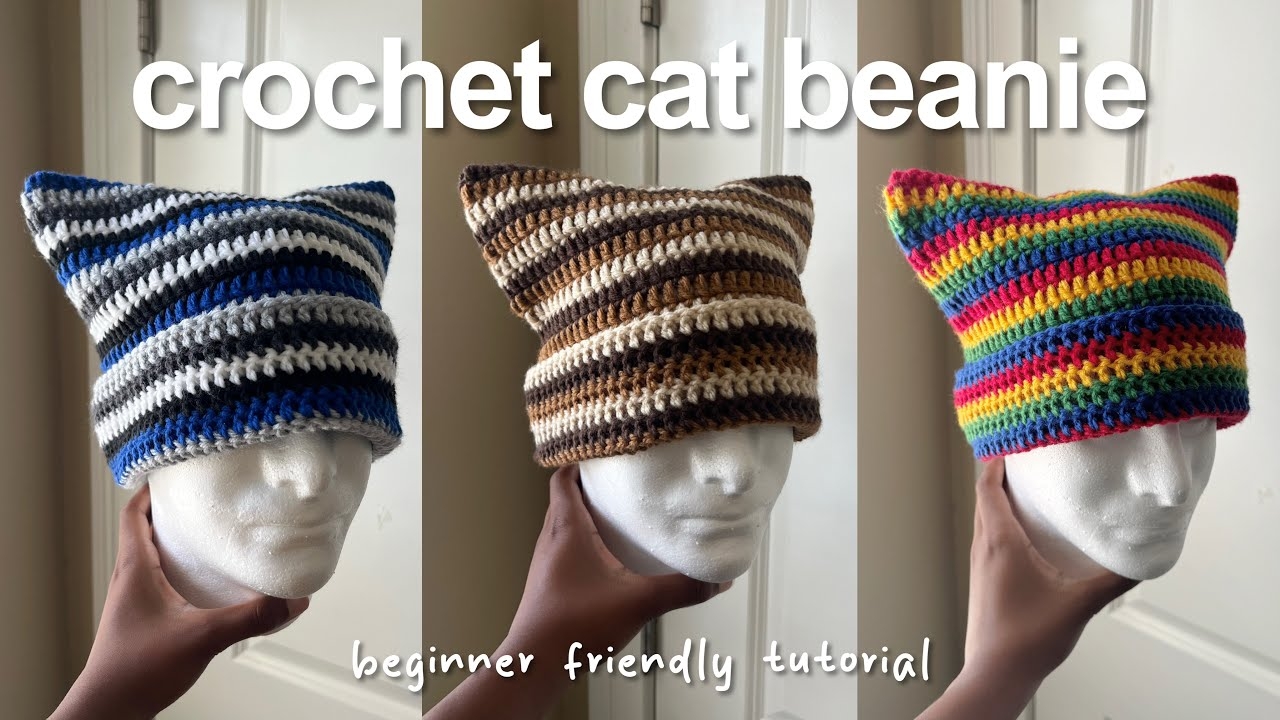 How To Crochet Cat Beanie YouTube