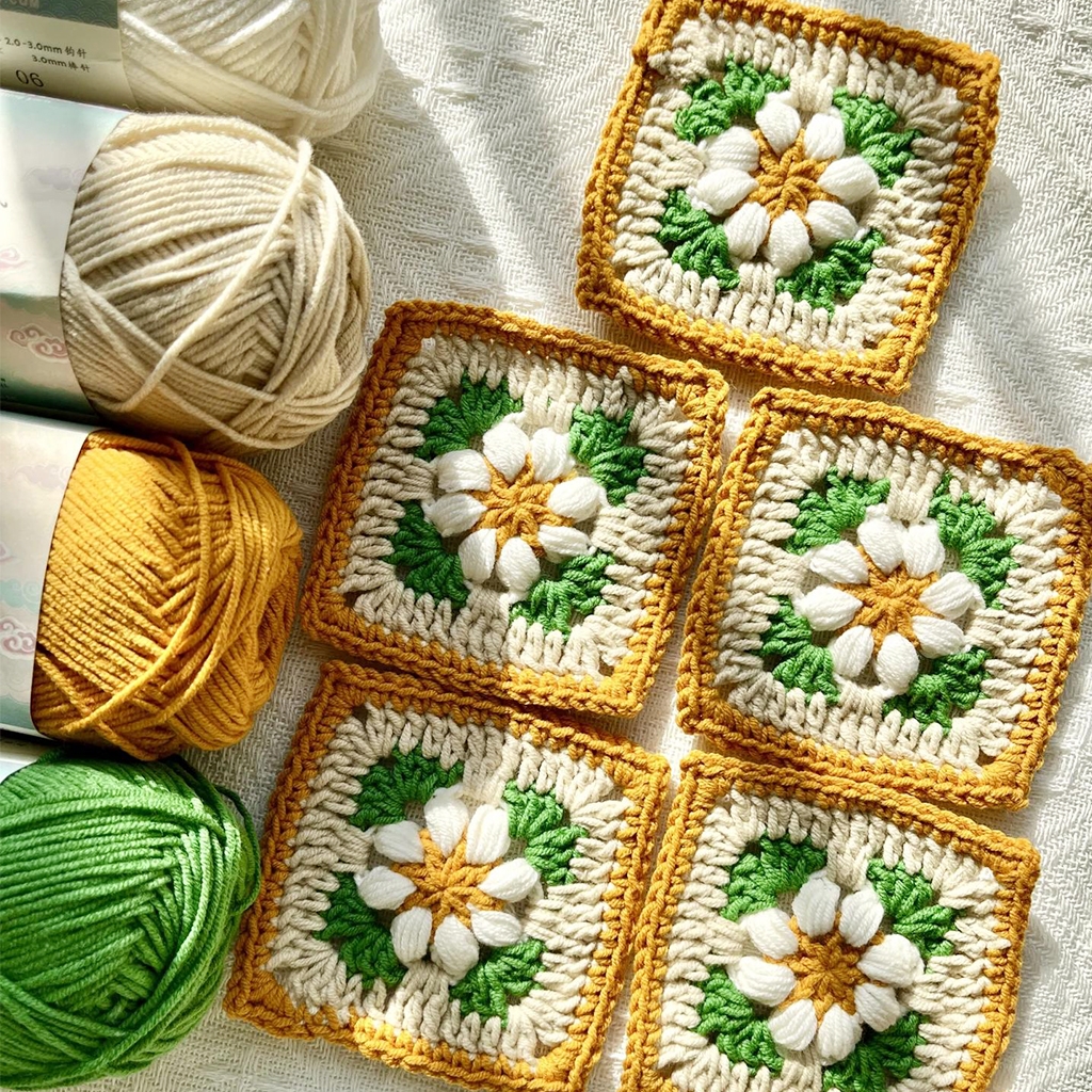 How To Crochet Puff Flower Granny Square Motif Fun In Cloud How To Crochet Puff Flower Granny Square Motif Fun In Cloud