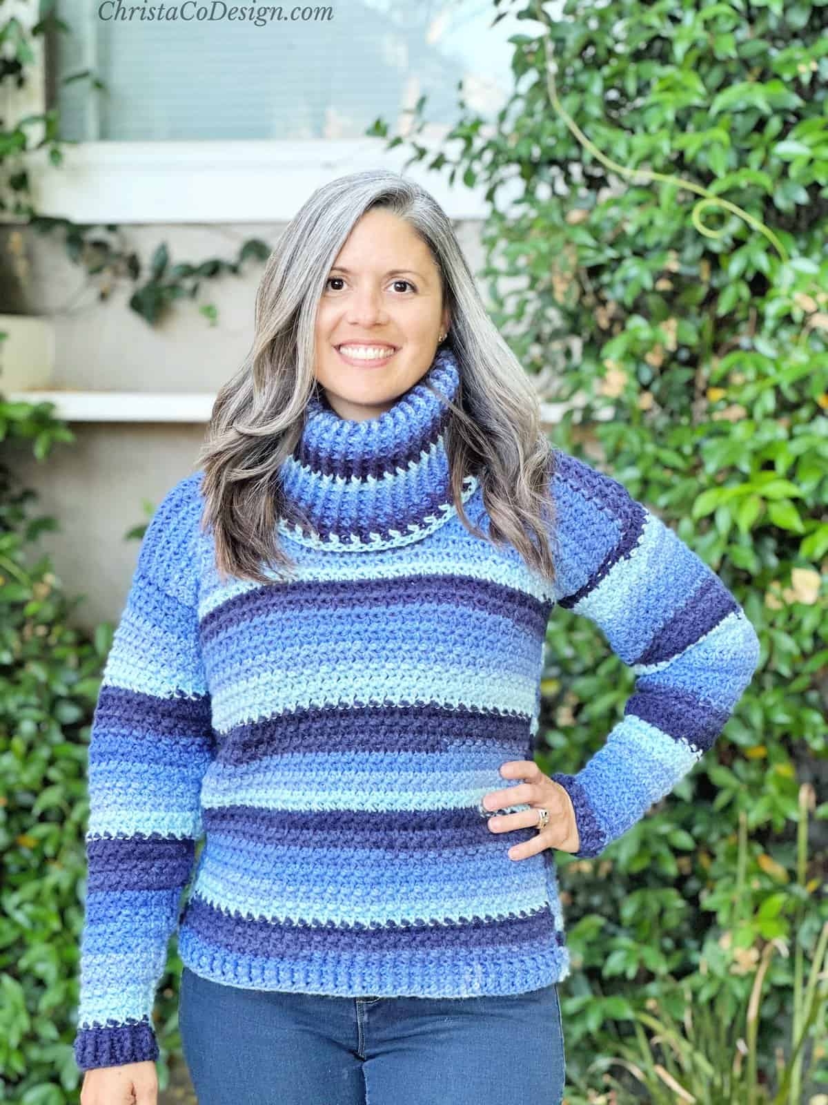 How To Crochet The Coziest Cowl Neck Sweater Pattern ChristaCoDesign