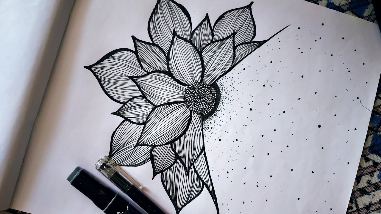 How To Draw A Beautiful Zetangle Flower Very Easy Zetangle Flower Pattern For Begginers YouTube