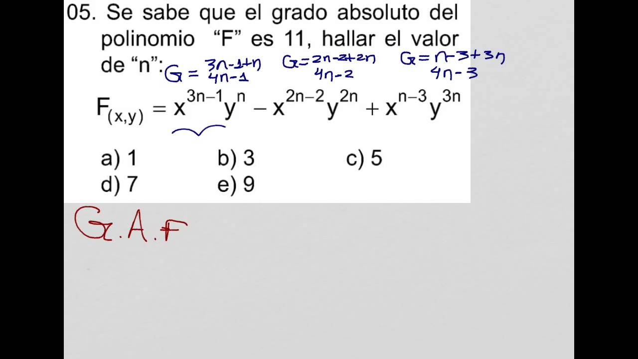 grado absoluto de un polinomio grado absoluto de un polinomio