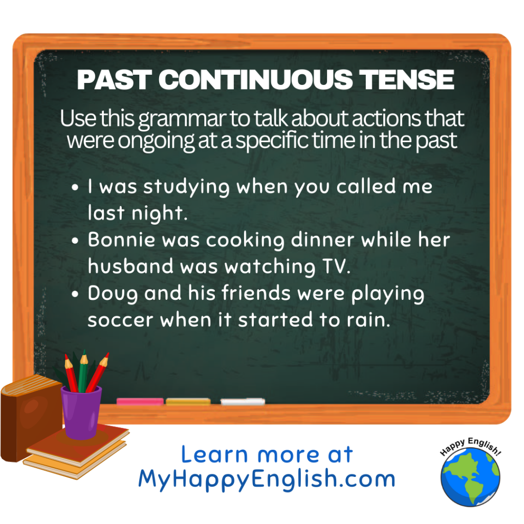 How To Use The Past Continuous Tense Happy English Free English Lessons