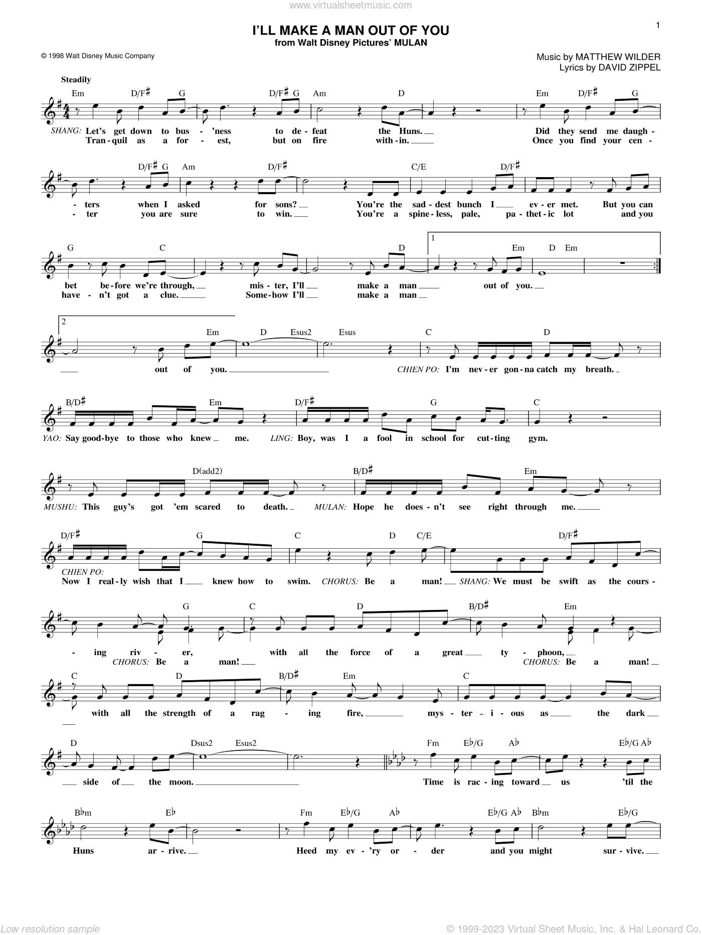 I ll Make A Man Out Of You from Mulan Sheet Music fake Book I ll Make A Man Out Of You from Mulan Sheet Music fake Book