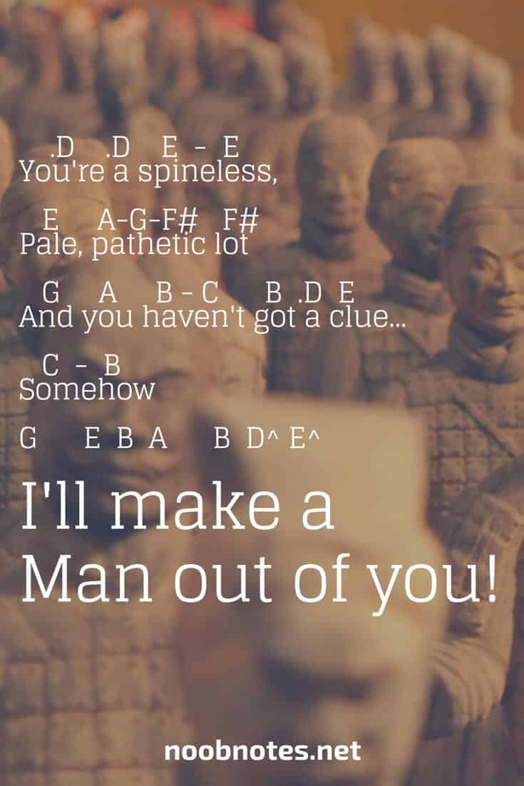 I ll Make A Man Out Of You Mulan Disney Letter Notes For Beginners Music Notes For Newbies I ll Make A Man Out Of You Mulan Disney Letter Notes For Beginners Music Notes For Newbies