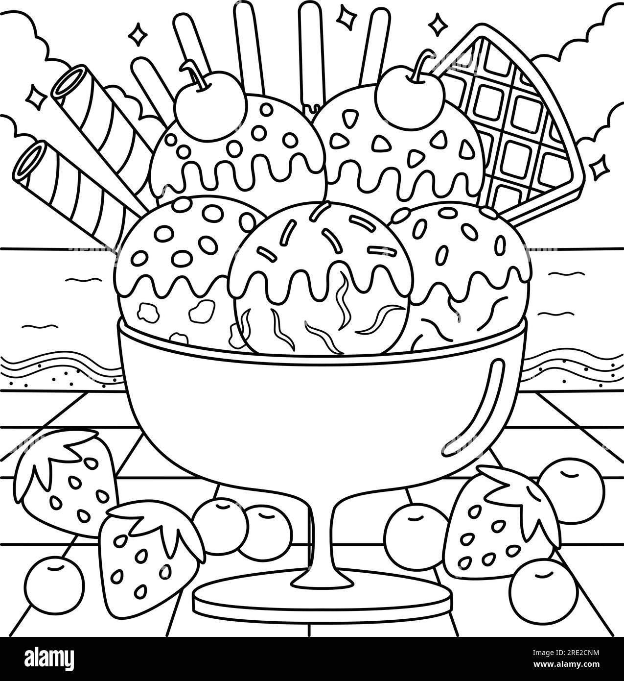 Ice Cream On The Beach Summer Coloring Page Stock Vector Image Art Alamy Ice Cream On The Beach Summer Coloring Page Stock Vector Image Art Alamy
