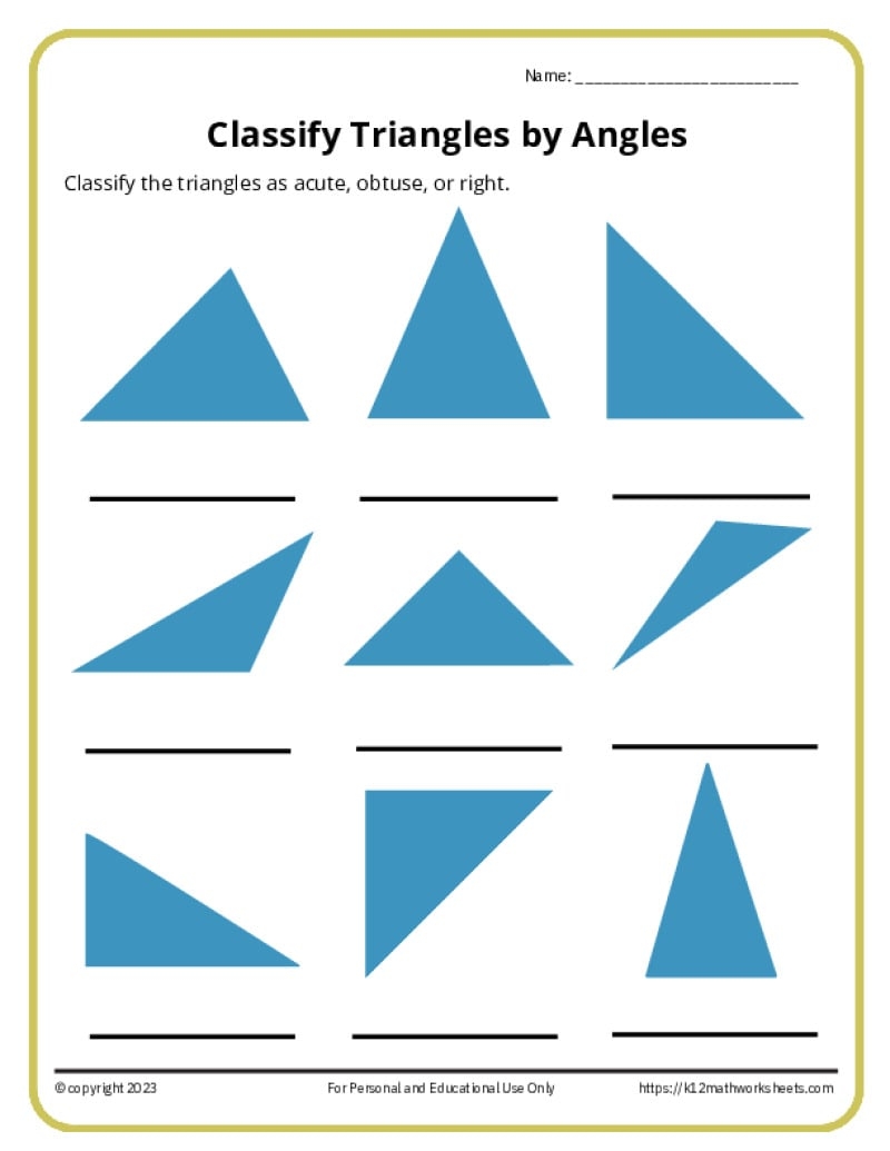 Identify And Classify Triangles Worksheets K12 Math Worksheets Identify And Classify Triangles Worksheets K12 Math Worksheets