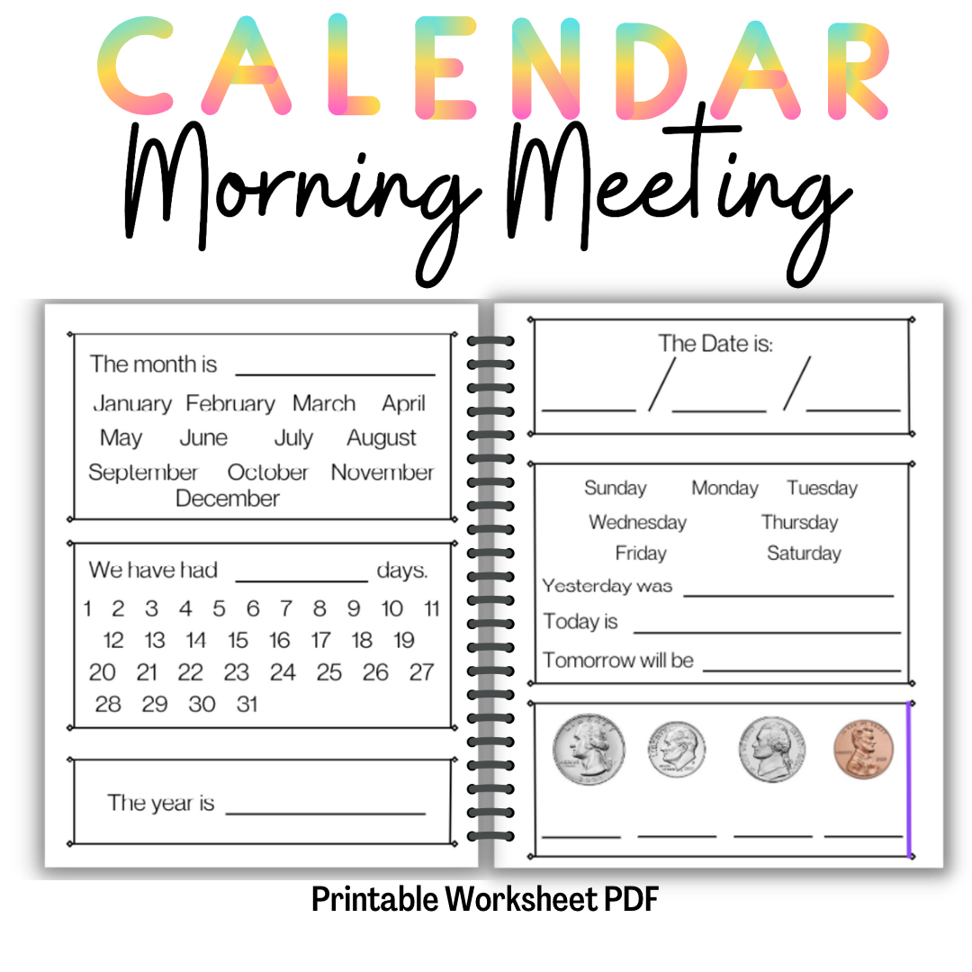 Independent Morning Meeting Calendar Worksheets Classful