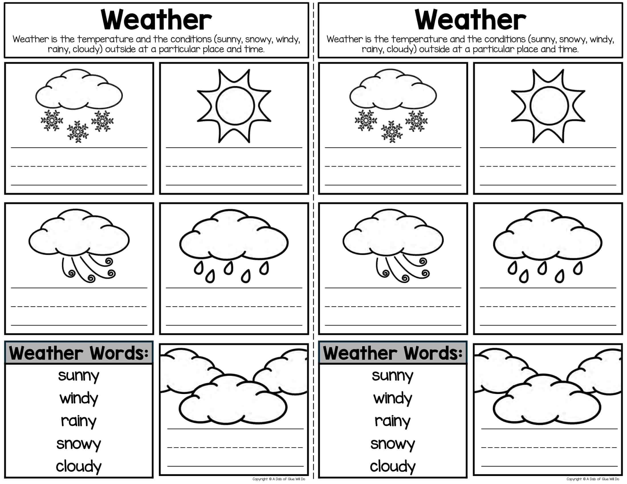 science sheets for kindergarten