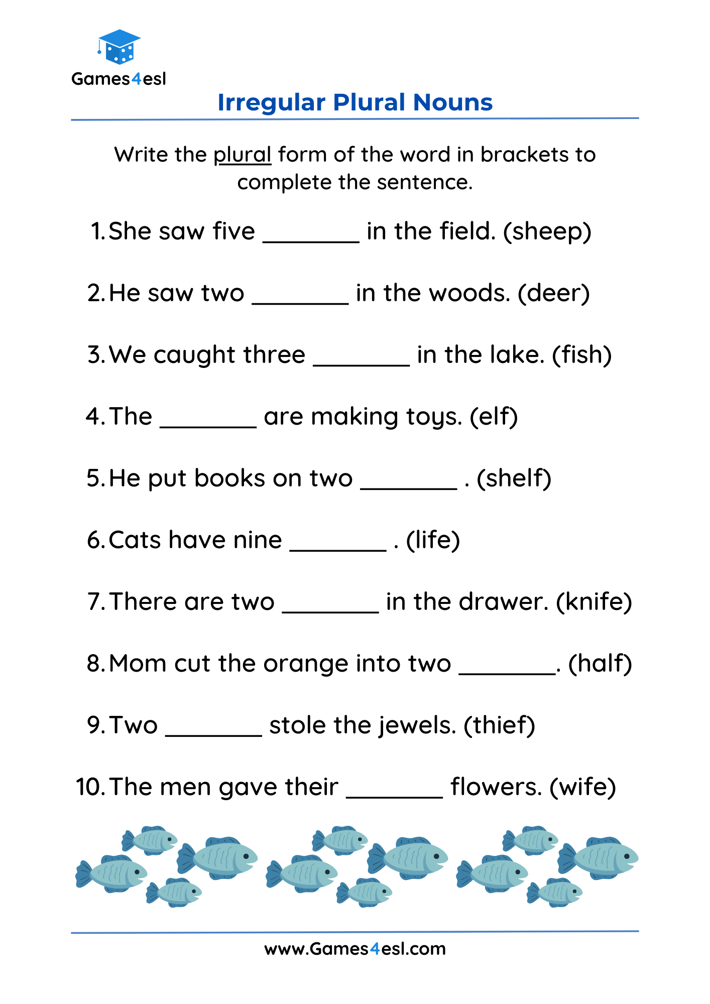 Irregular Plural Noun Worksheets Games4esl Irregular Plural Noun Worksheets Games4esl