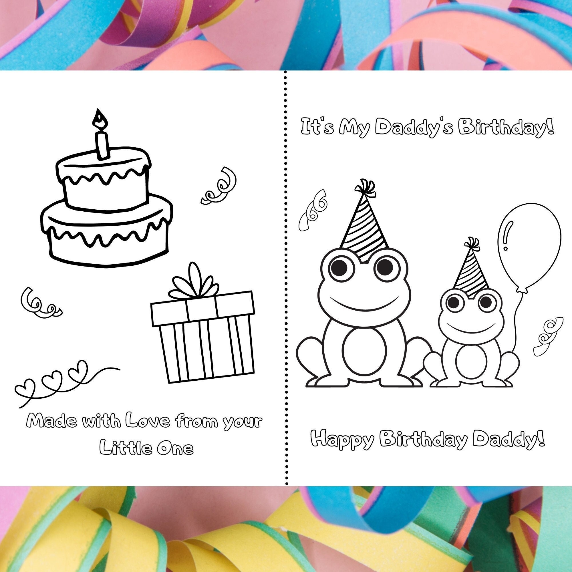 It s My Daddy s Birthday Printable Foldable Kid Birthday Card To Color Dad Son Or Daughter Frogs Etsy It s My Daddy s Birthday Printable Foldable Kid Birthday Card To Color Dad Son Or Daughter Frogs Etsy