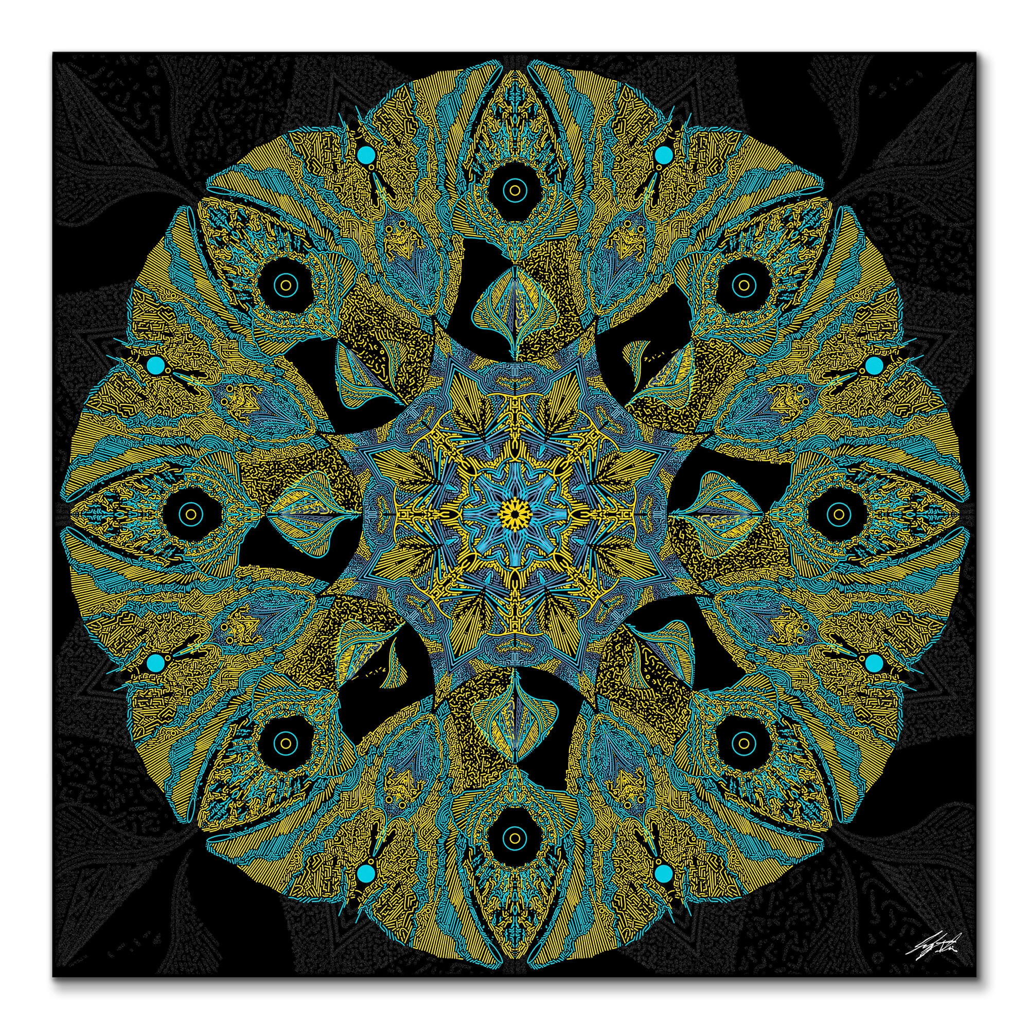 Kaleidoscope Green Blue Vibrant Pattern BIG Wall D cor
