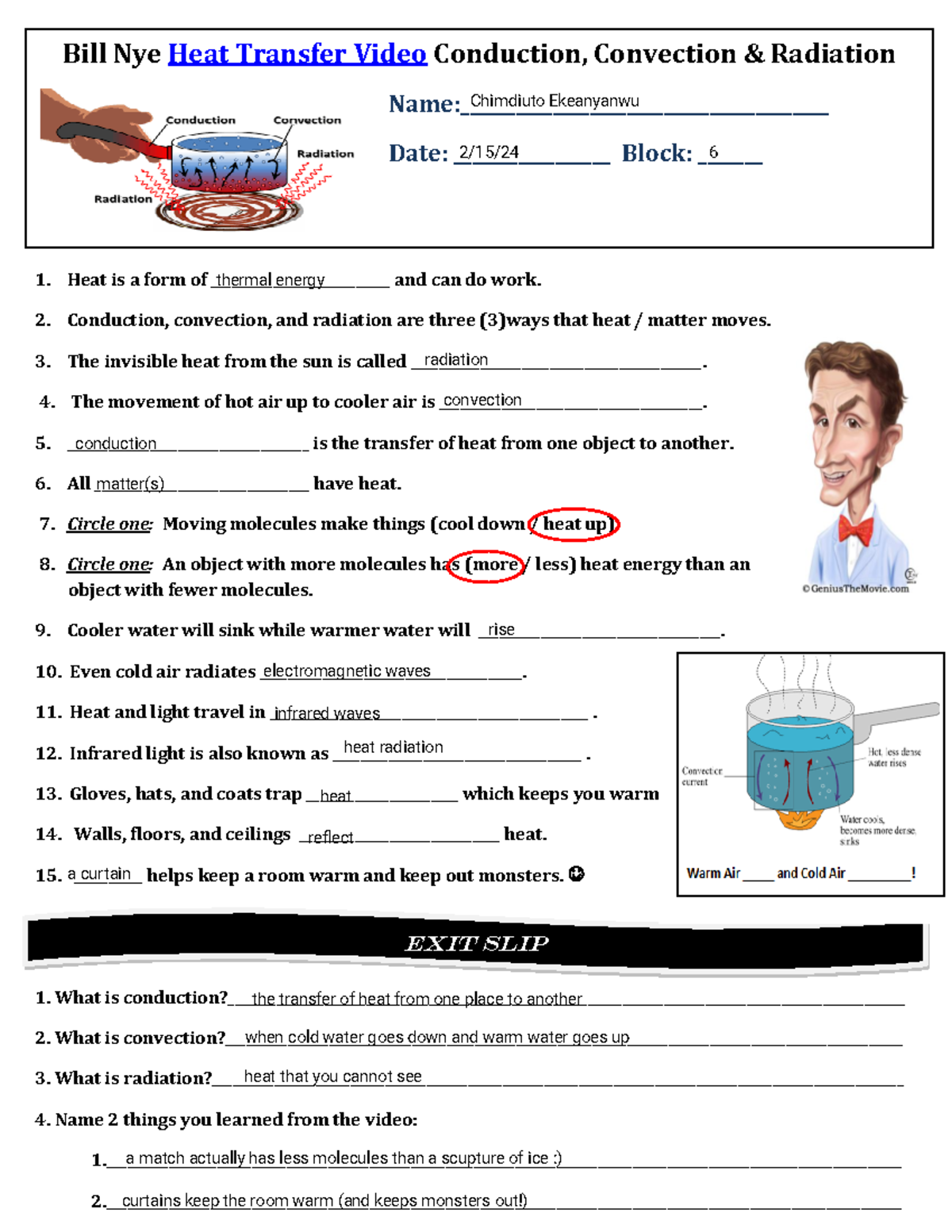 conduction convection and radiation worksheet