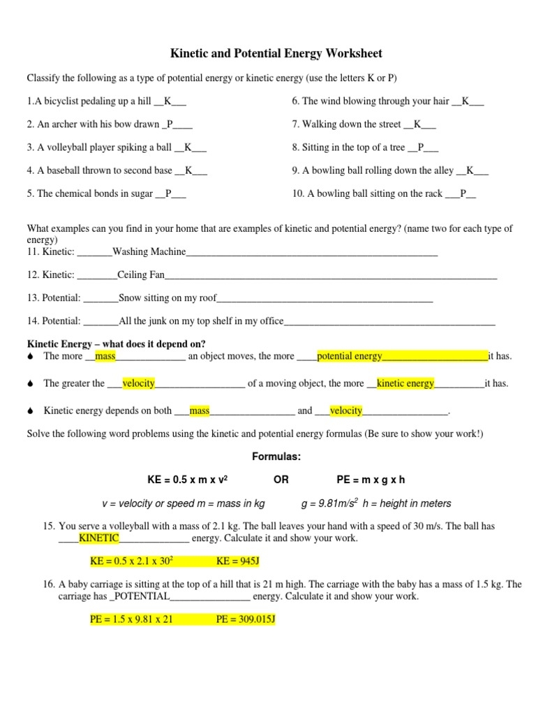 Kinetic And Potential Energy Worksheet Explained PDF Kinetic Worksheets Library Kinetic And Potential Energy Worksheet Explained PDF Kinetic Worksheets Library