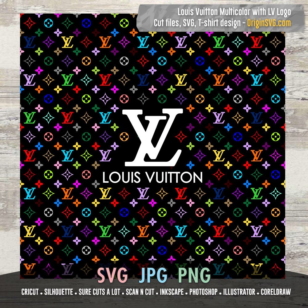 L And V Pattern Multicolor With L And V Logo Origin SVG Art