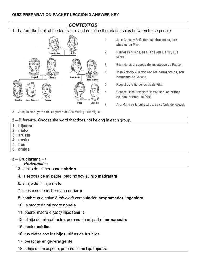 La Familia De Miguel Worksheet Answers Fill Out Sign Online DocHub