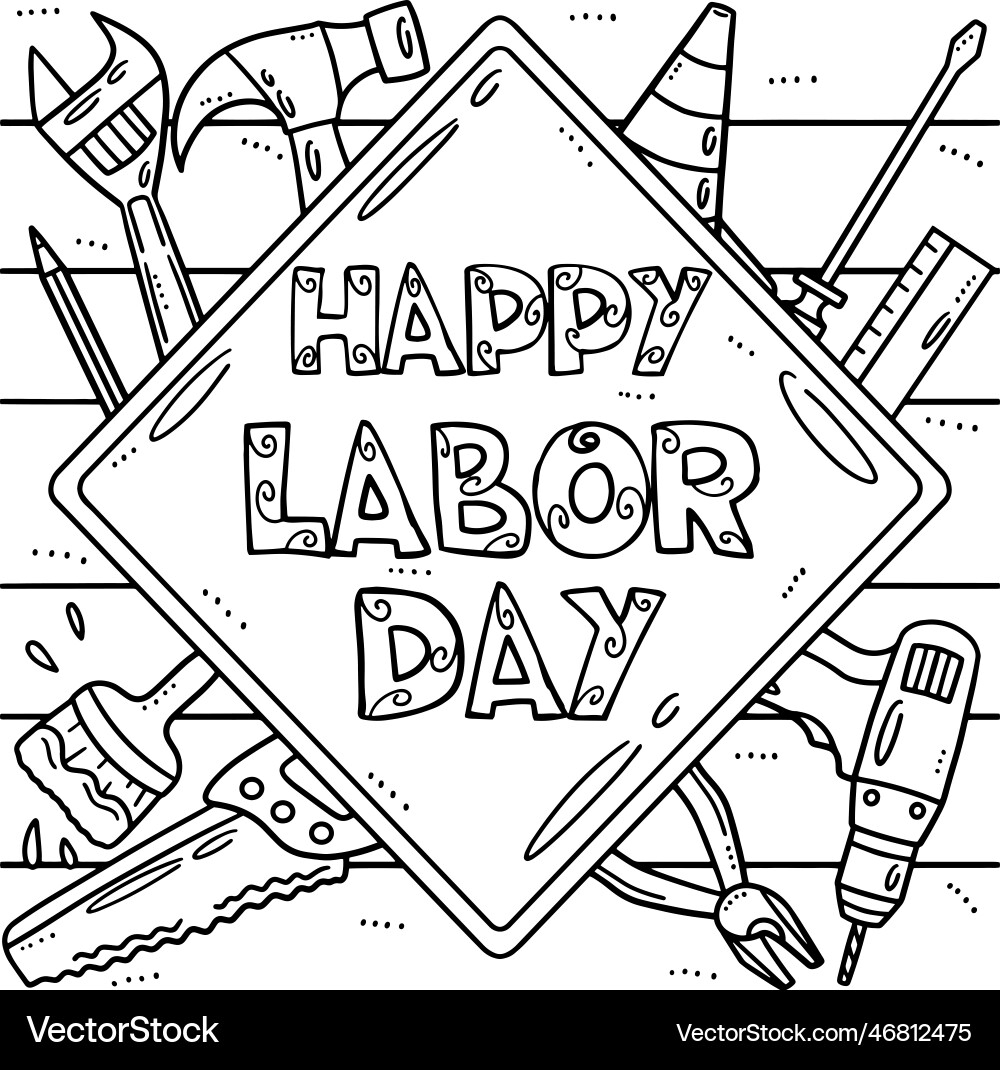 Labor Day Coloring Page For Kids Royalty Free Vector Image