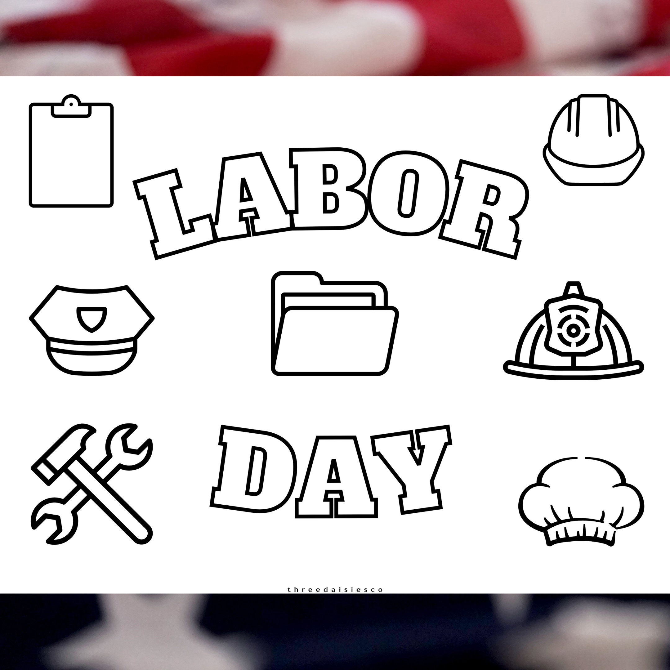 Labor Day Coloring Page Printable Etsy