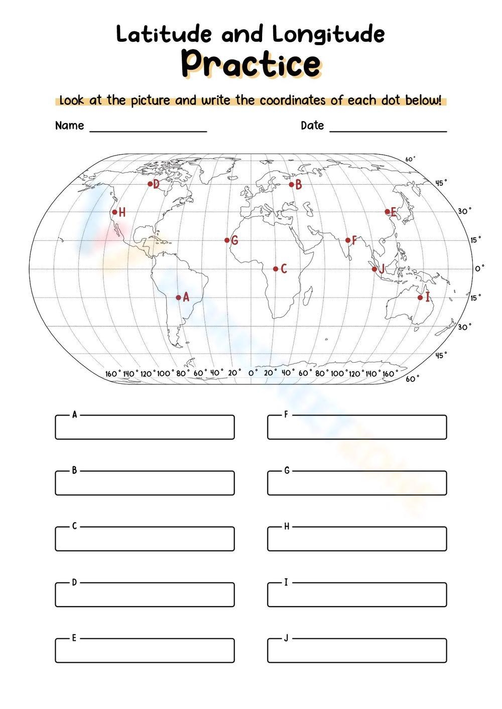 Latitude And Longitude Practice Worksheet Worksheets Library