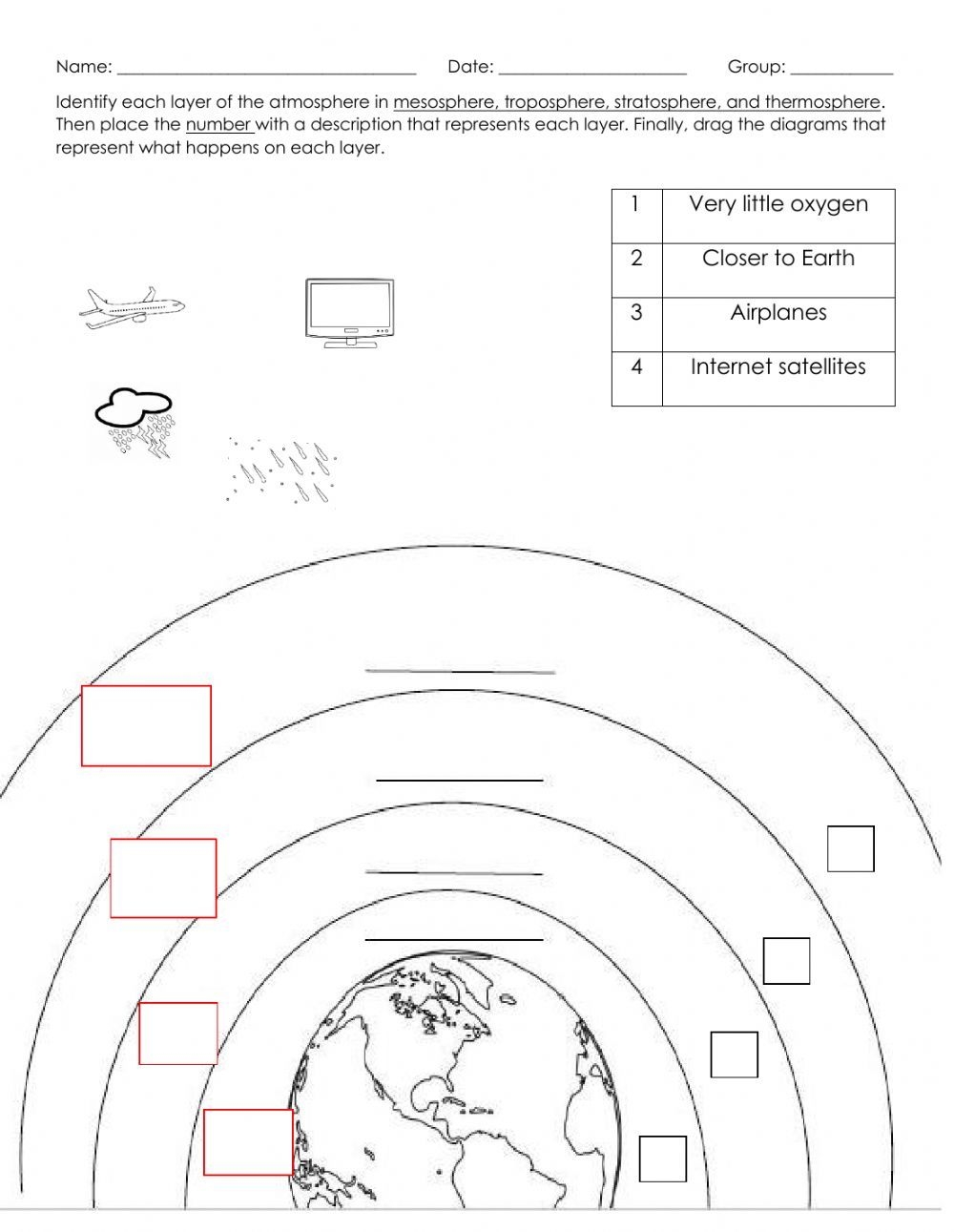 Layers Of The Atmosphere Worksheet Earths Atmosphere Layers Worksheets Library