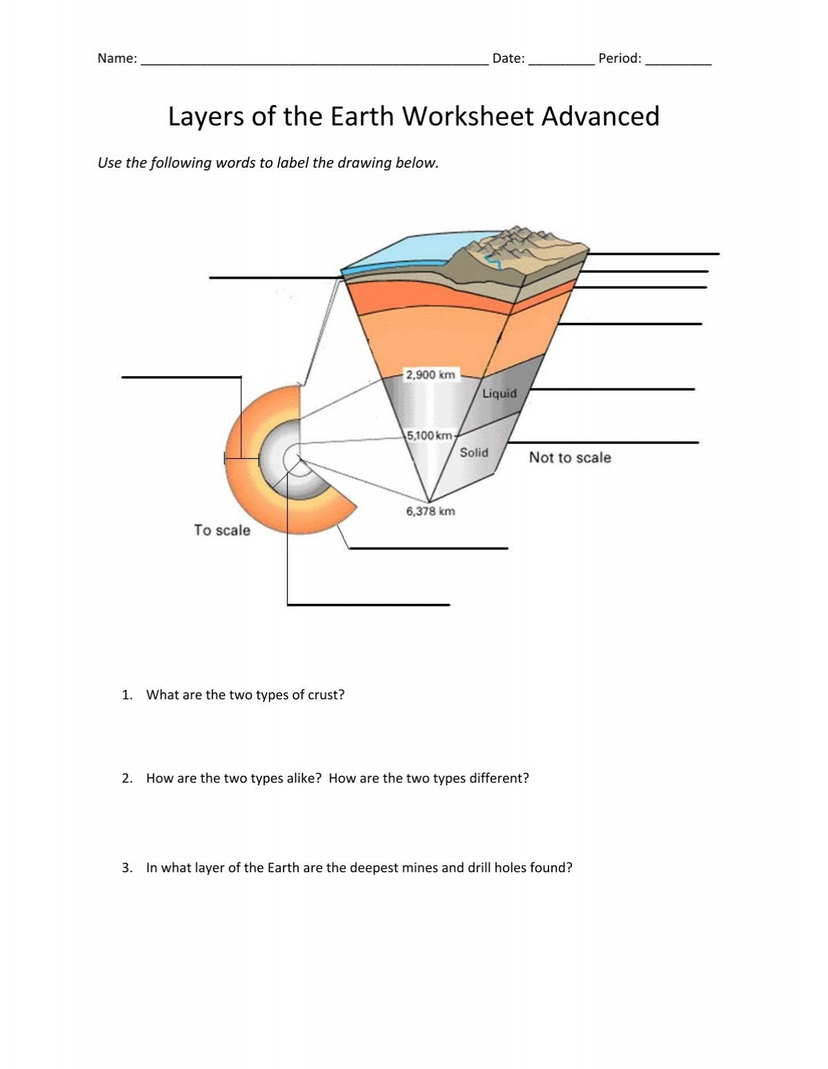 Layers Of The Earth Worksheet Advanced Layers Of The Earth Worksheet Advanced
