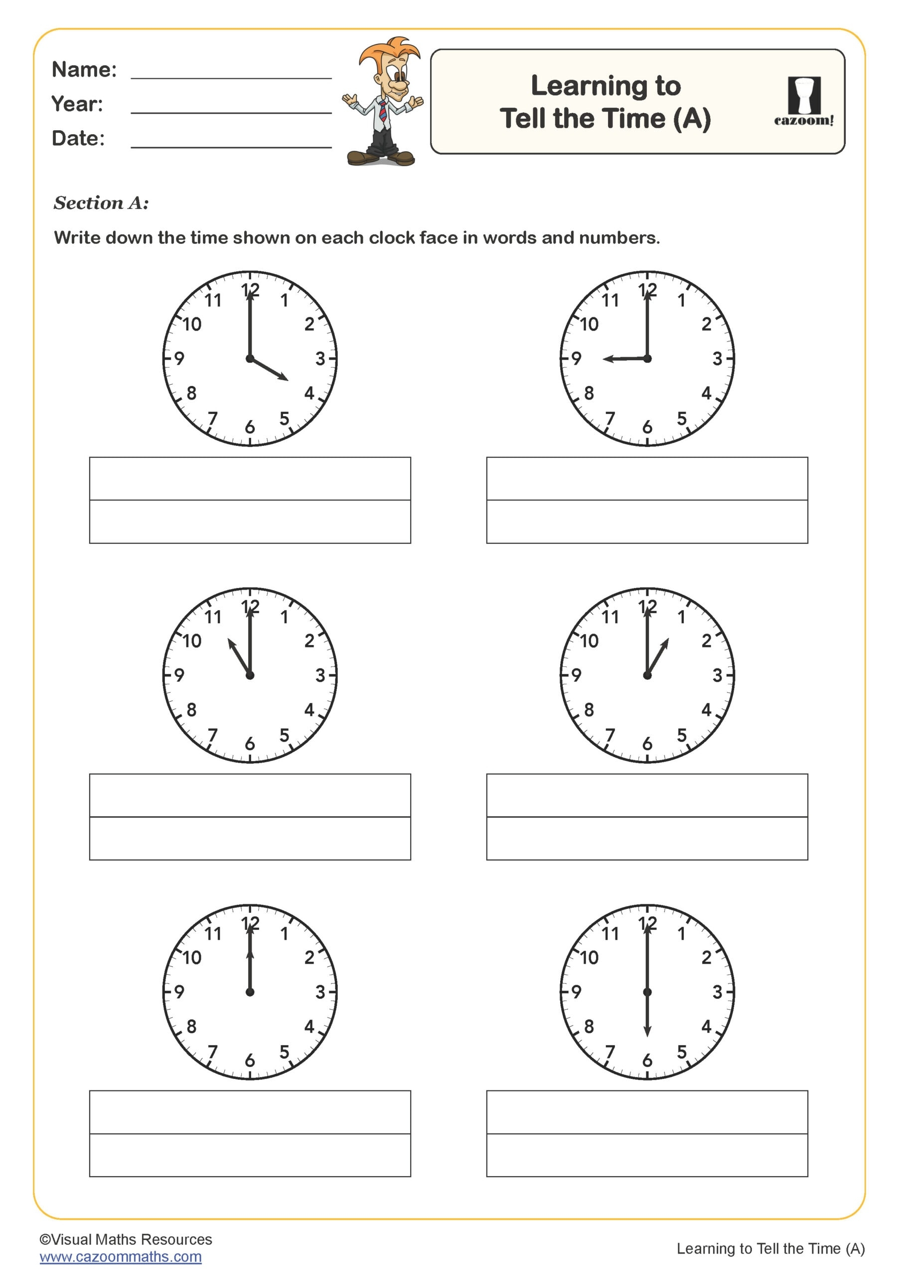 telling time clock worksheets