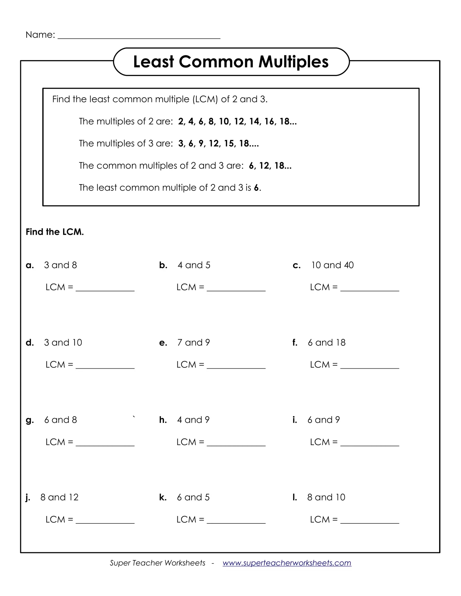 Least common multiple4 TWRZN Interactive Worksheet Edform Worksheets Library Least common multiple4 TWRZN Interactive Worksheet Edform Worksheets Library