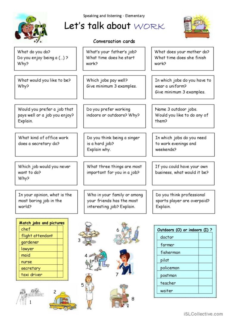 Let s Talk About WORK English ESL Worksheets Pdf Doc Let s Talk About WORK English ESL Worksheets Pdf Doc