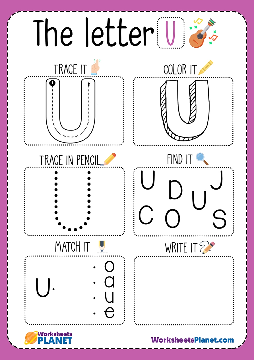 worksheets for the letter u